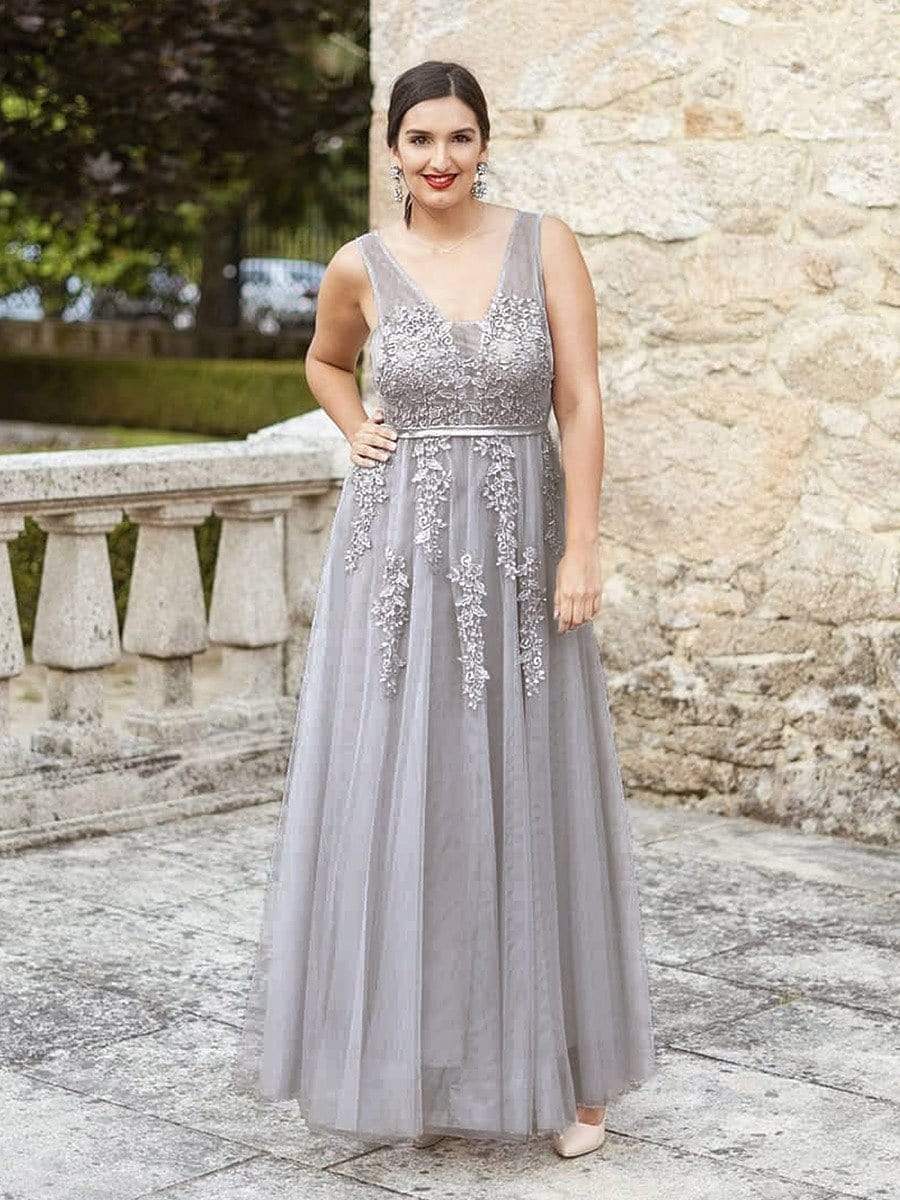 Applique Tulle Formal Evening Dress